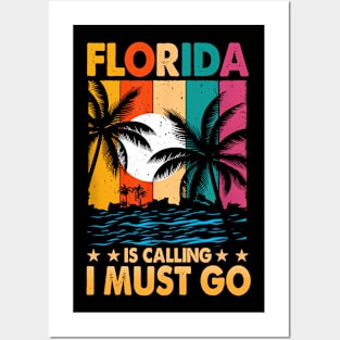 Florida Is Calling I Must Go Palm Trees Beach Posters and Art